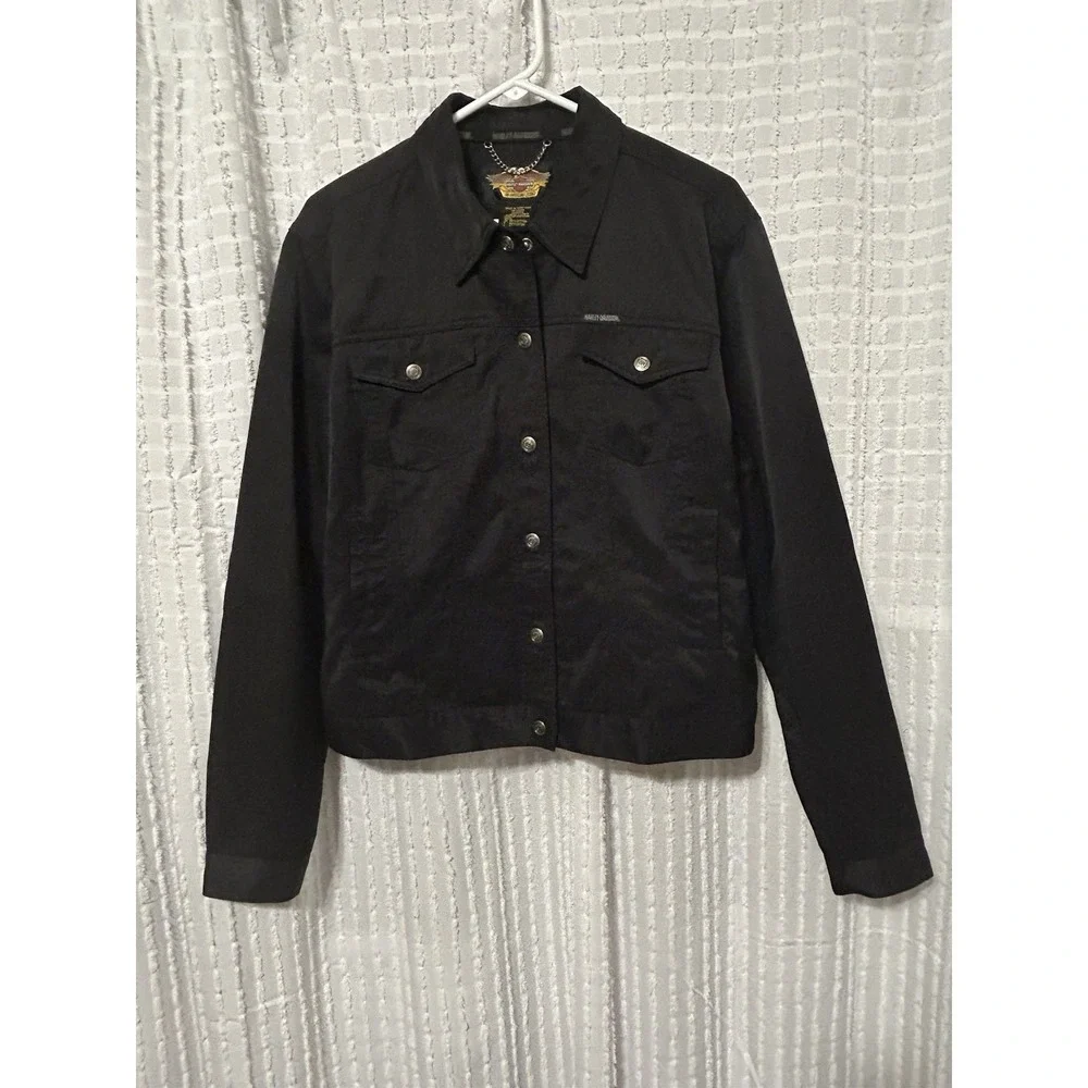 Harley Davidson 6 Snap‎ Button Riding Jacket Women's Size XLarge Black